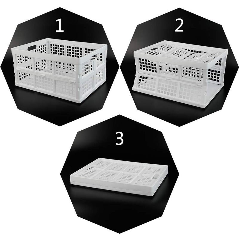 Asking 3-Pack 30 L Plastic Stacking Collapsible Crate, Folding Storage Crate, White - Image 3